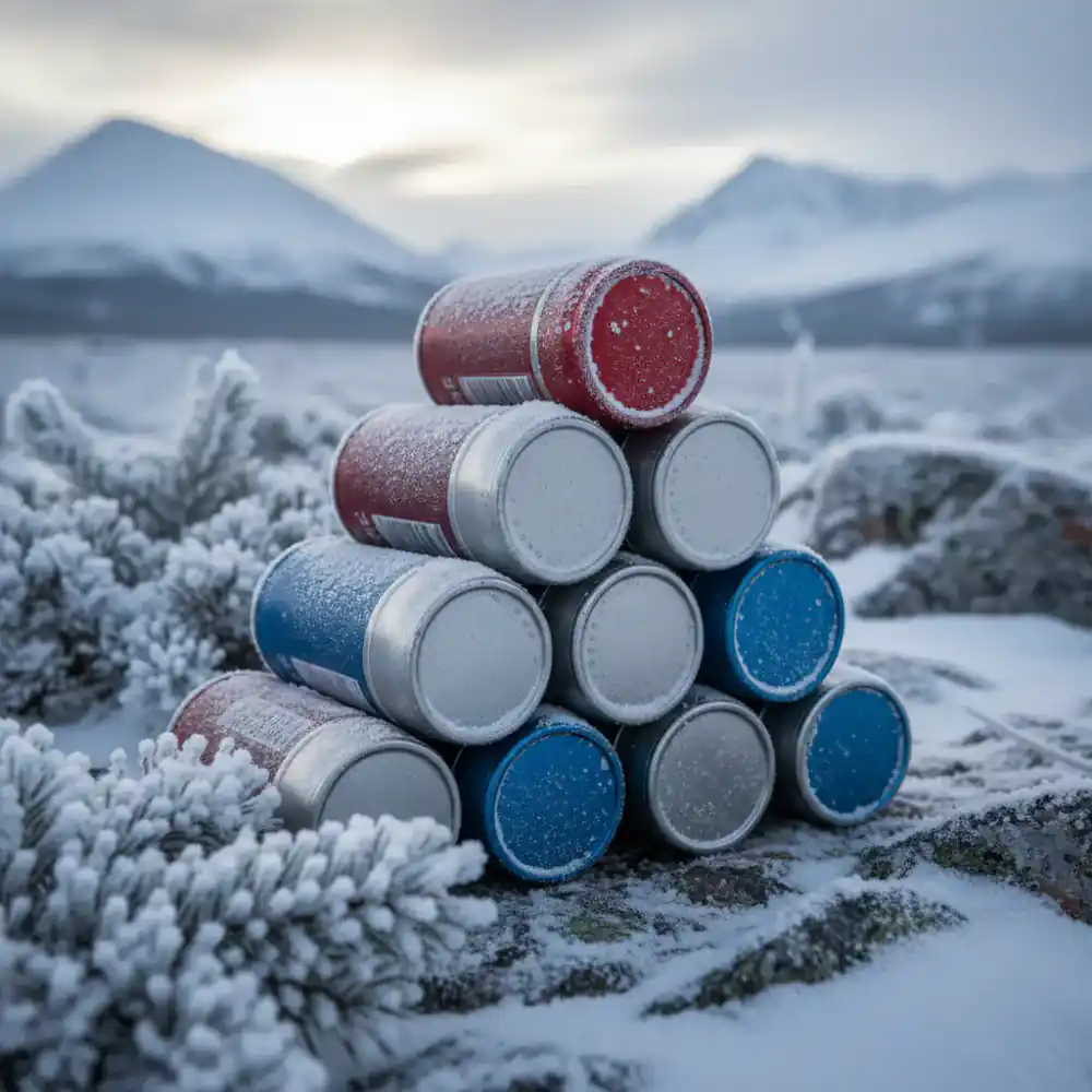 Winter fuel canisters stacked